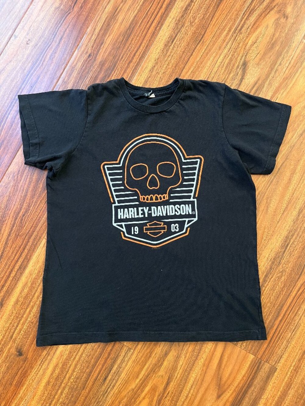 Harley-Davidson Skull Logo Fort Myers Florida Boys Black Tee S